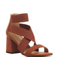 Benicia Elastic Strappy Block Heel Sandals