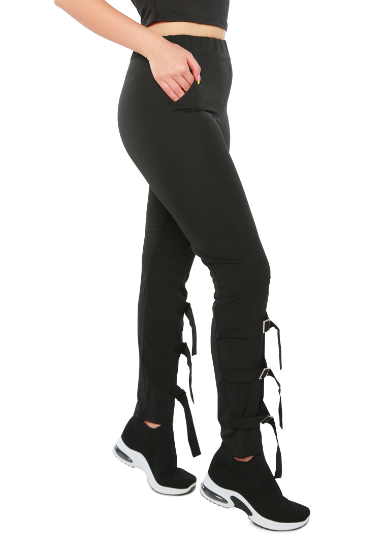 Buckle Hem Joggers Pants