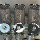 Three Glass Canister Set on a Tray, Silver Crushed Diamond Glass