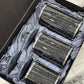 Three Canisters and Tray Gift Set, Black Crushed Diamond Glass
