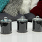 Exquisite Three Glass Canister Set, Black Crushed Diamond Glass