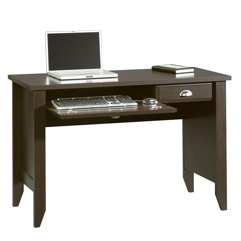 Computer Desk with Keyboard Tray in Dark Brown Mocha Espresso Wood
