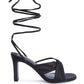 Chasm Satin Ruched Strap Tie Up Sandals