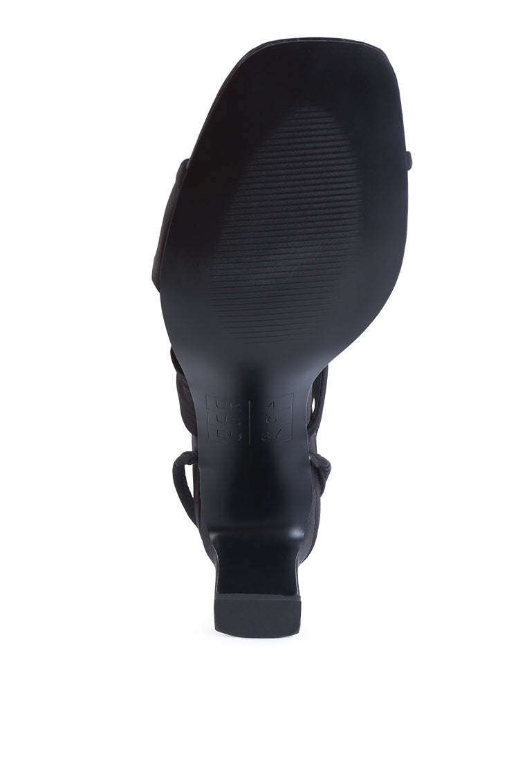 Chasm Satin Ruched Strap Tie Up Sandals