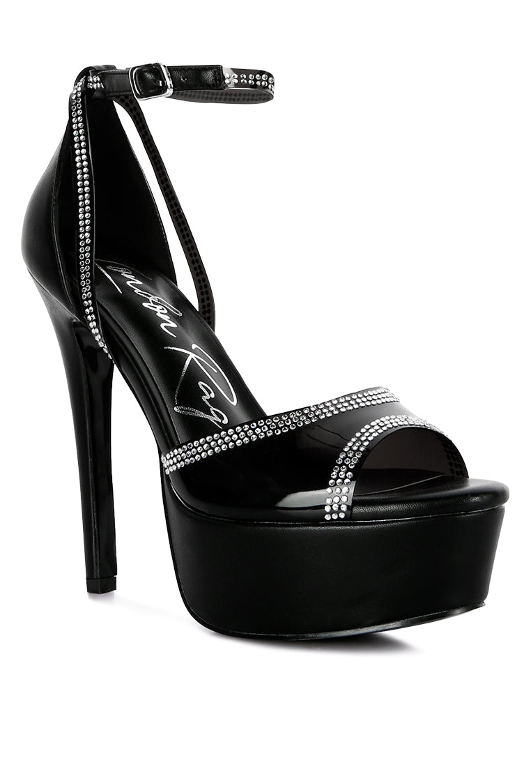 Cinderella Rhinestones Embellished Stiletto Platform Sandals