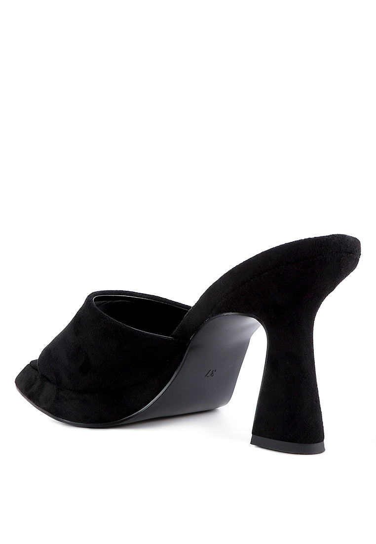 Copyme Micro Suede Slip On Spool Heel Sandals