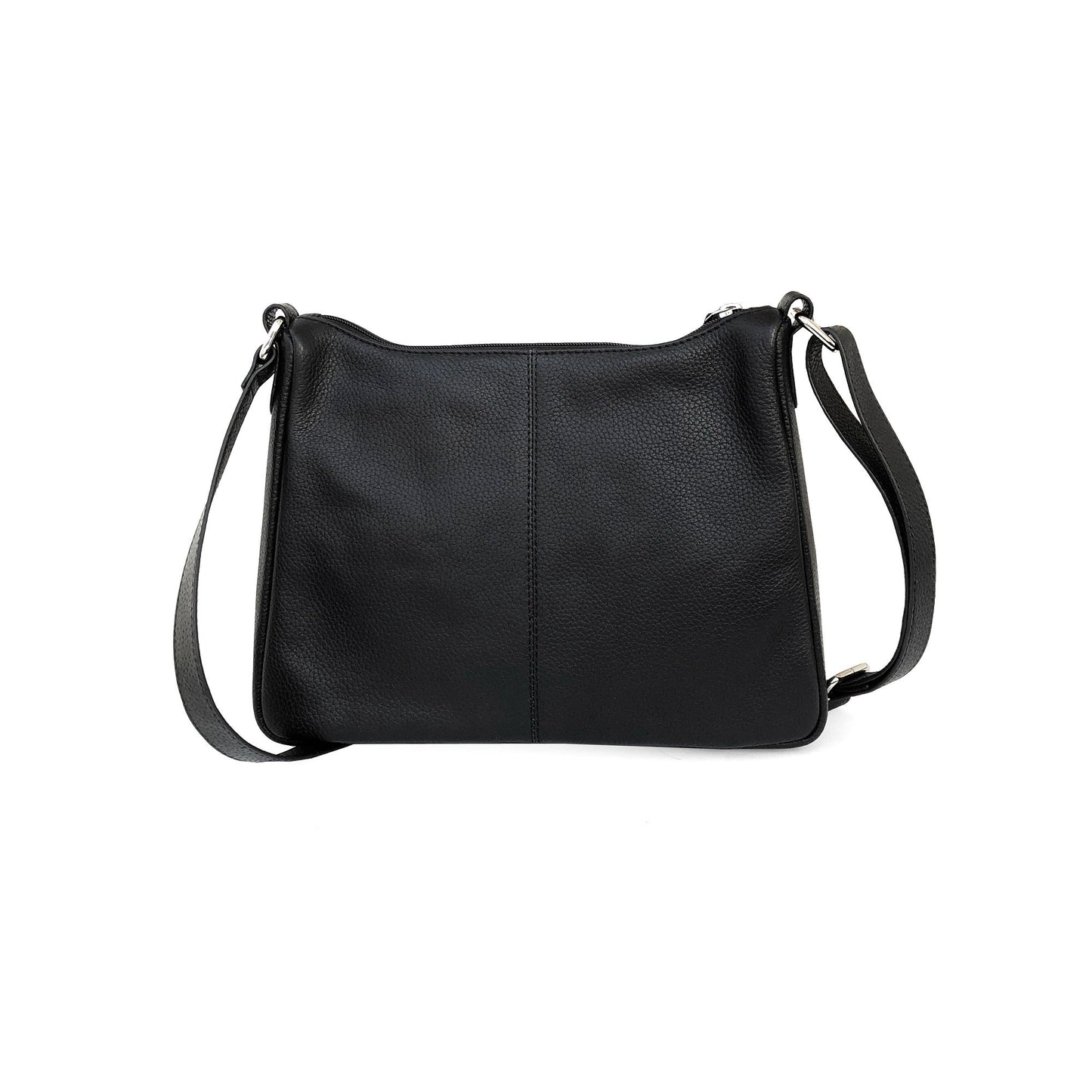 Ladies Leather Medium Multi Zip Crossbody Bag