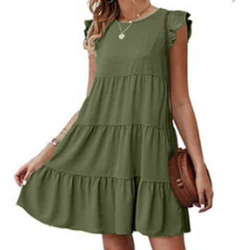 Womens Flowy Dress with Cap Sleeves - Walbiz.com