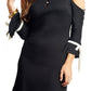Carina Dress - Cold shoulder dress with contrast covered buttons and