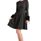 Caroline Dress - Crepe fit & flare dress with faux fur cuffs