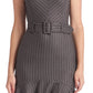 Chelsea Dress - Cap sleeve pinstripe dress with self belt and ruffle