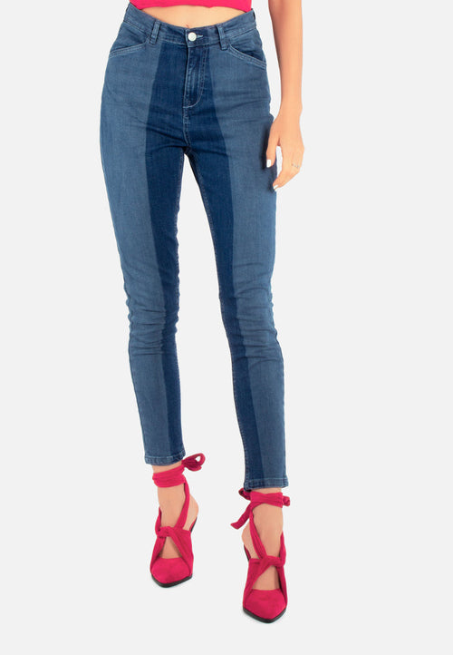 Color Block Two Skinny Jeans Pants