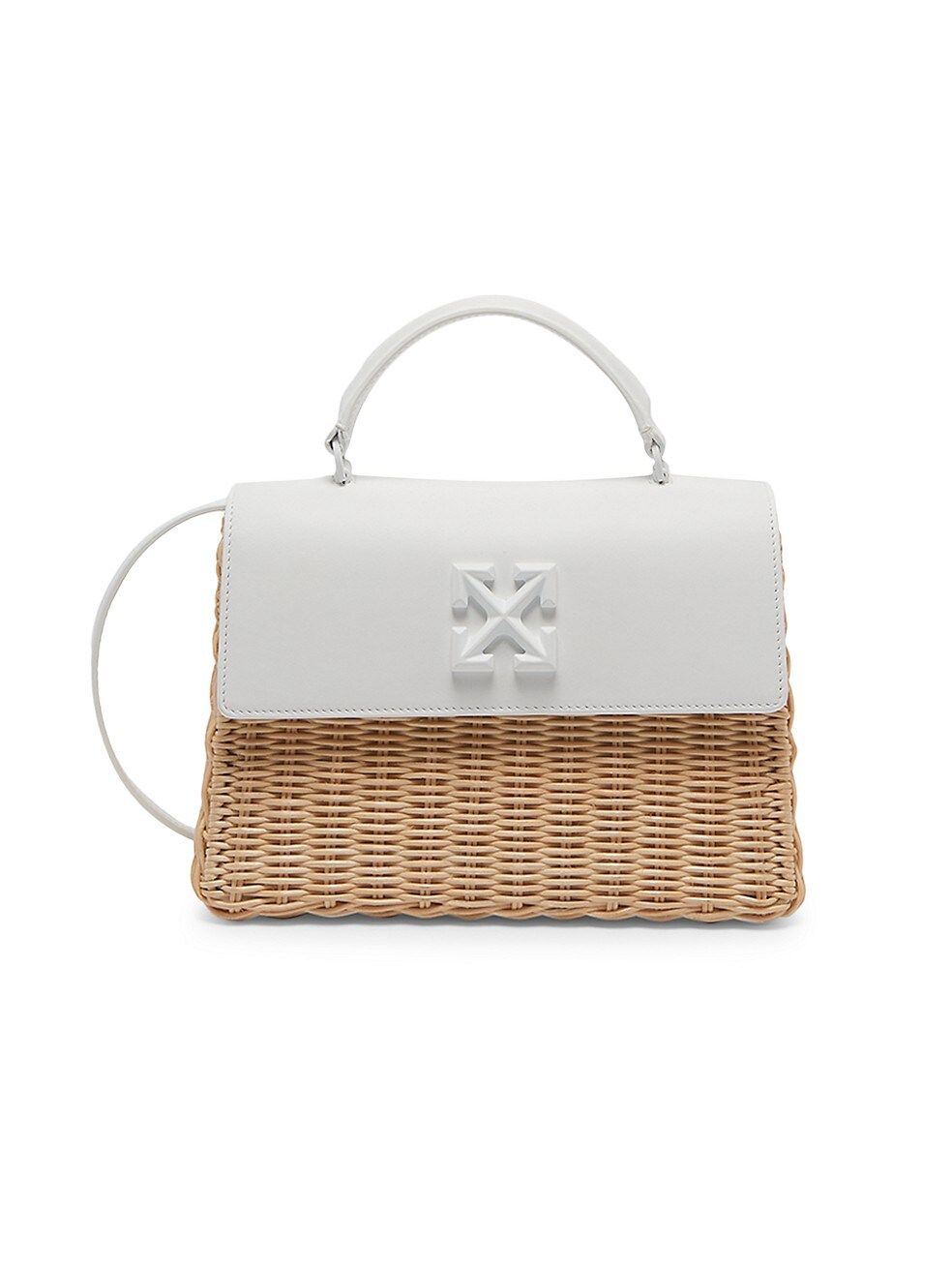 Off-White Jitney Tote Bag in Straw and Leather