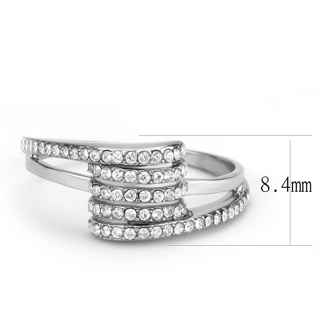 DA342 - No Plating Stainless Steel Ring with AAA Grade CZ  in Clear