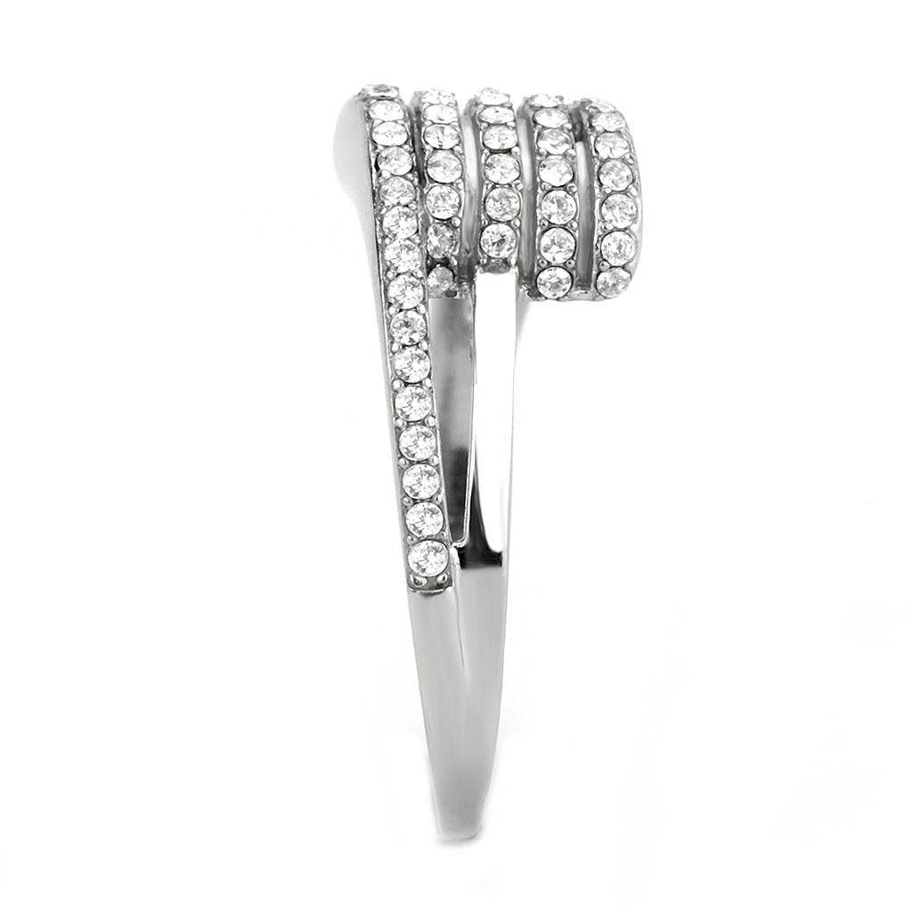 DA342 - No Plating Stainless Steel Ring with AAA Grade CZ  in Clear