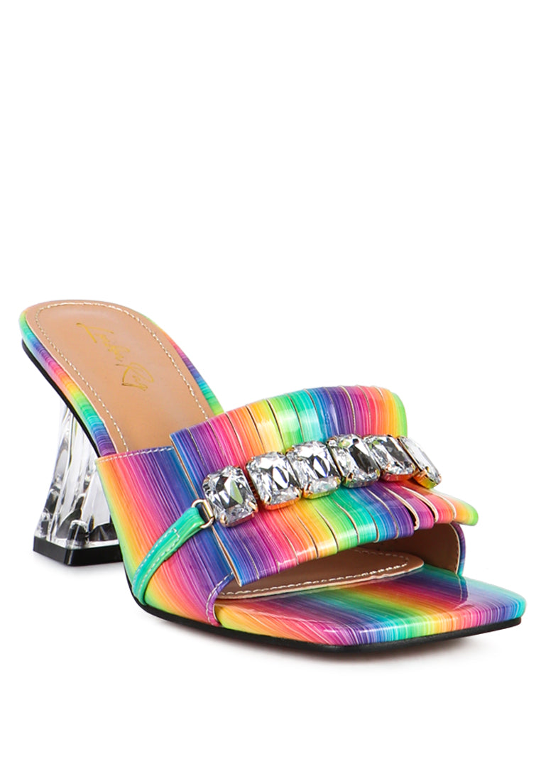 Deeba Diamante Embellishment Clear Spool Heel Sandals