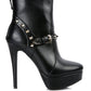 Dejang Metal Stud Embellished Faux Leather Ankle Boot