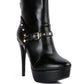 Dejang Metal Stud Embellished Faux Leather Ankle Boot