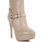Dejang Metal Stud Embellished Faux Leather Ankle Boot