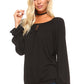 Women's Long Sleeve Solid Peasant Top