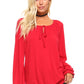 Women's Long Sleeve Solid Peasant Top