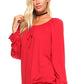 Women's Long Sleeve Solid Peasant Top