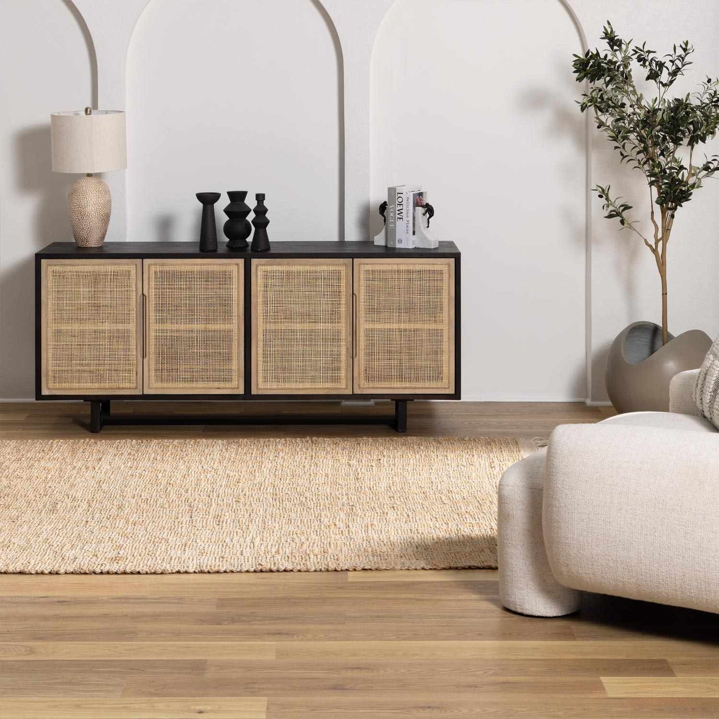 Lonut Checkered Jute Area Rug