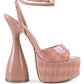 Drop Dead Patent Croc Ultra High Platform Sandals
