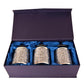 Three Glass Canister Set on a Tray, Silver Crushed Diamond Glass