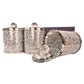 Three Glass Canister Set on a Tray, Silver Crushed Diamond Glass