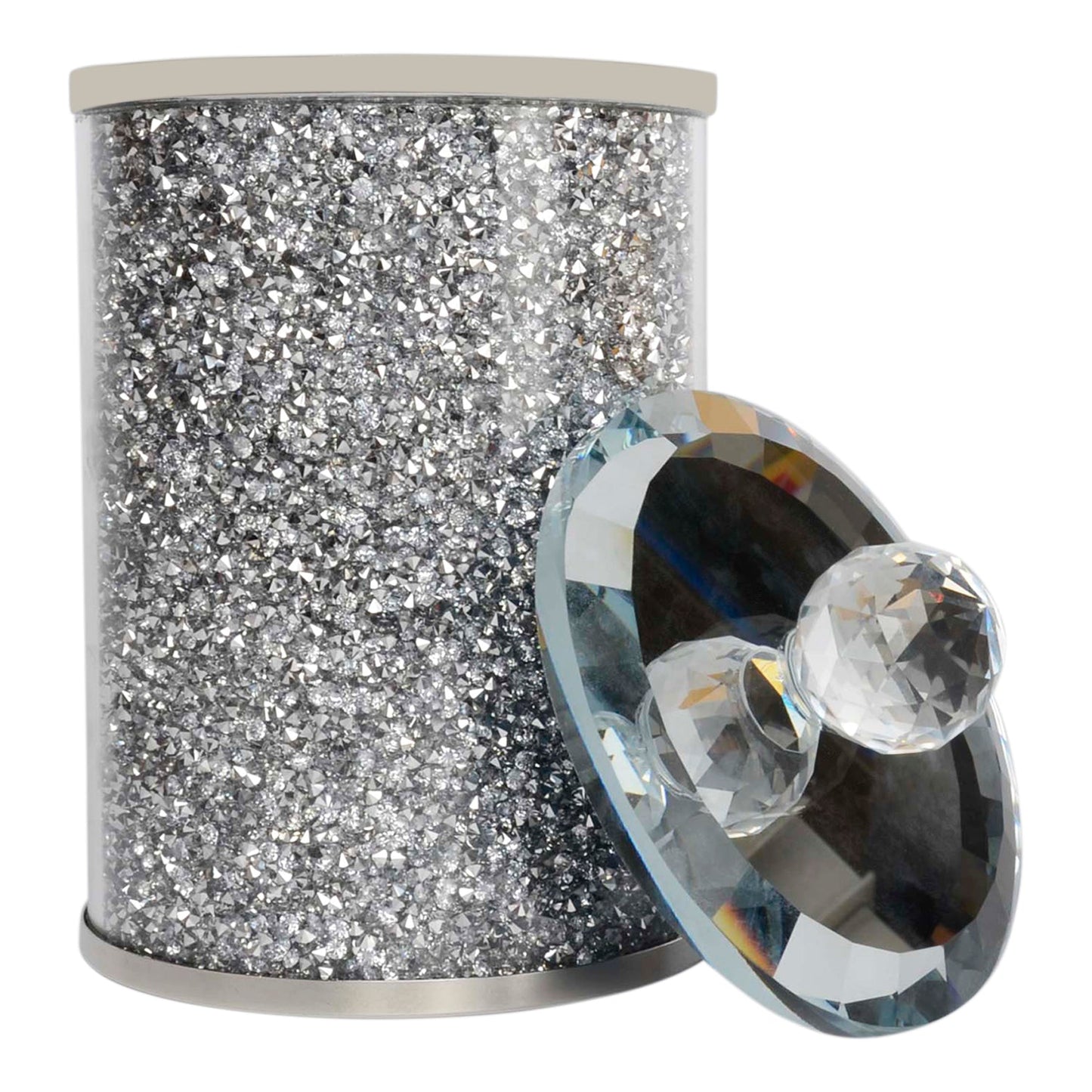 Silver Crushed Diamond Glass Canister in Gift Box