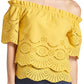 Marigold Daisy Top - Double layer off the shoulder cotton eyelet top
