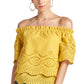 Marigold Daisy Top - Double layer off the shoulder cotton eyelet top