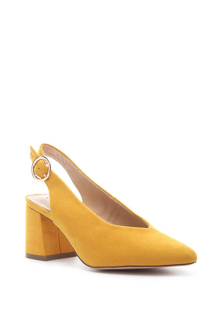 Dalia Solid Pointed Heeled Slingback Sandals