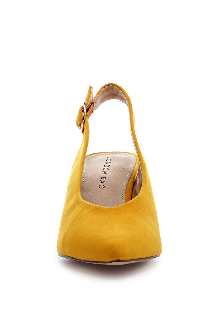 Dalia Solid Pointed Heeled Slingback Sandals