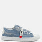 Men's Distressed Denim Lace-Up Casual Sneakers