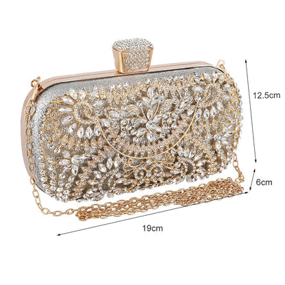 Diamond Evening Clutch Bag For Women Wedding Golden Clutch Purse Chain - Walbiz.com