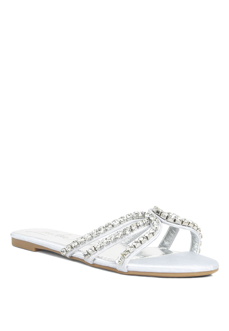 Mezzie Diamante Embellished Flat Sandals