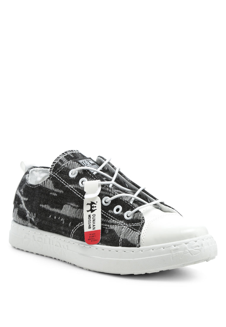 Men's Distressed Denim Lace-Up Casual Sneakers