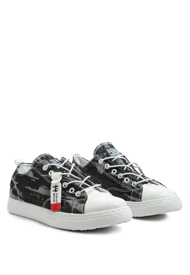 Men's Distressed Denim Lace-Up Casual Sneakers