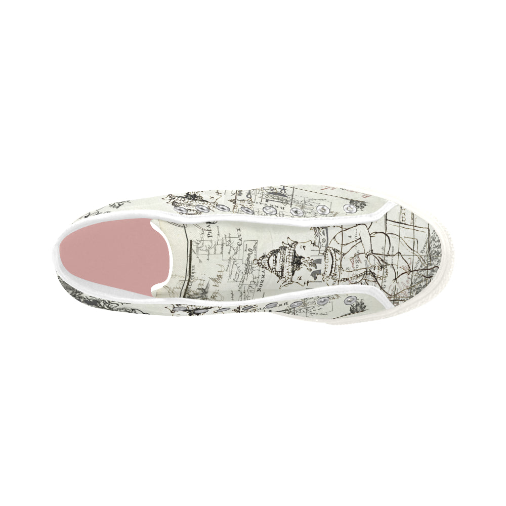 MAP AND SOME ILLUSTRATIONS Women's All Over Print Canvas Sneakers