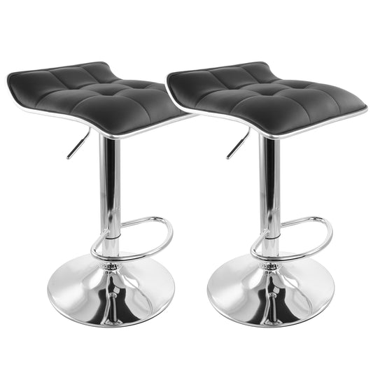 Elama 2 Piece Tufted Faux Leather Adjustable Bar Stool with Low Back