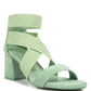 Elastic Strappy Block Heel Sandals