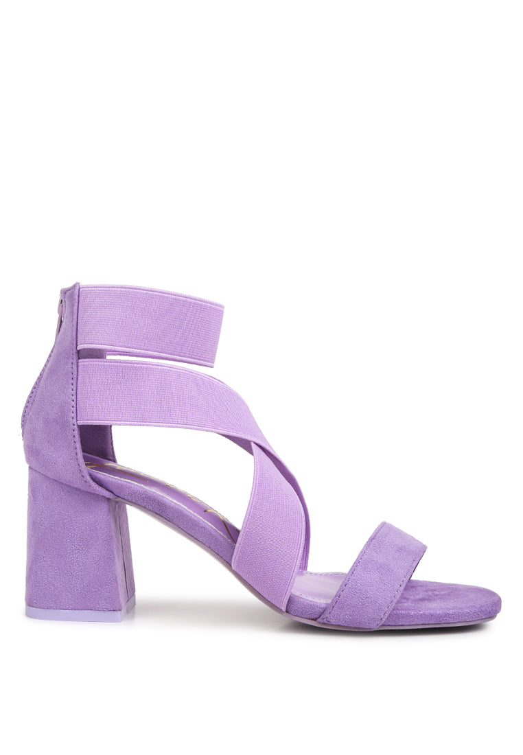 Elastic Strappy Block Heel Sandals