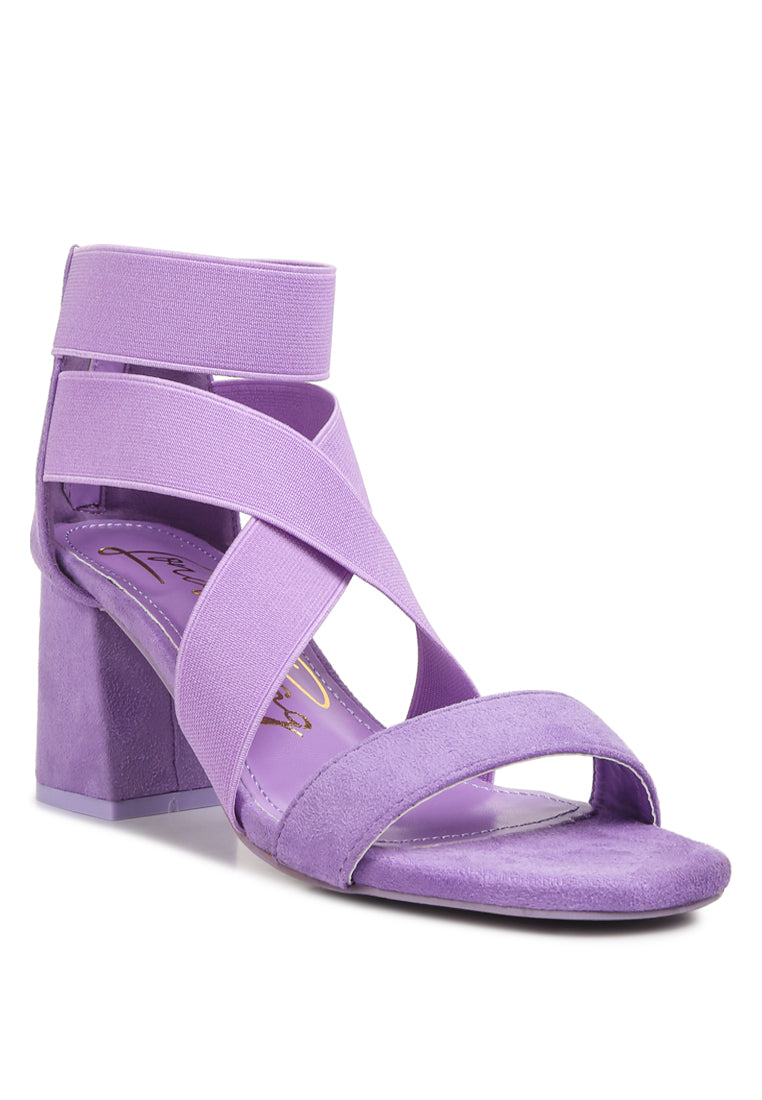 Elastic Strappy Block Heel Sandals