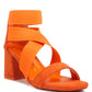 Elastic Strappy Block Heel Sandals