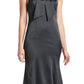 Eloise Dress - Stretch satin midi mermaid dress with neck tie