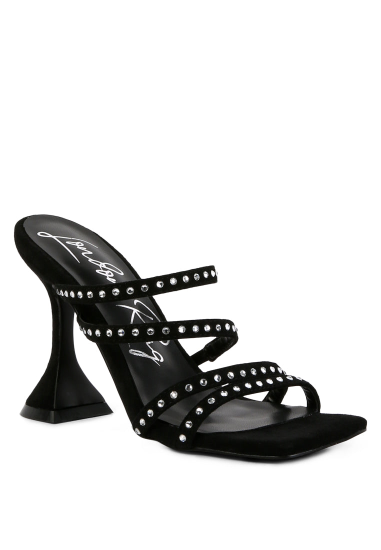 Face Me Studded Spool Heel Multi Strap Sandals