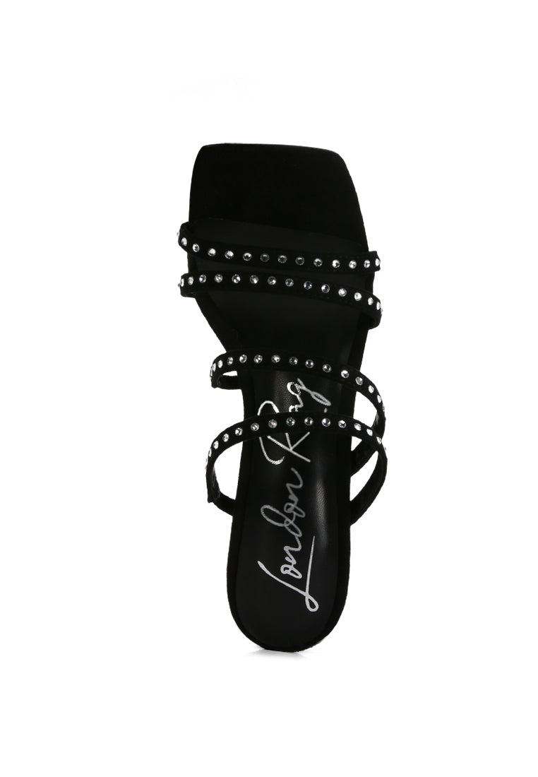 Face Me Studded Spool Heel Multi Strap Sandals