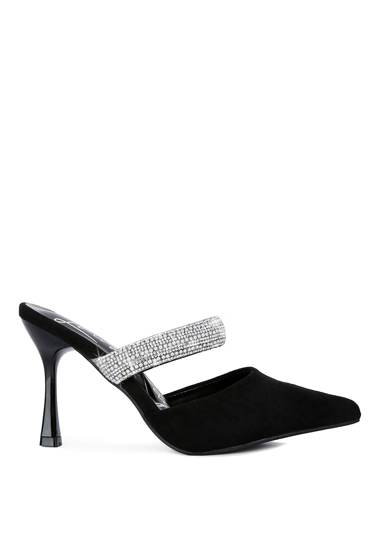 Fauci Diamante Strap Heeled Mules